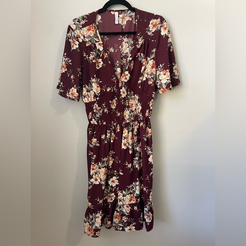 Xhilaration Red Floral Dress Size XXL